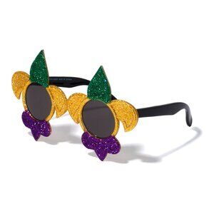 Party Glitter Mardi Gras Fleur De Lis Round Sunglasses